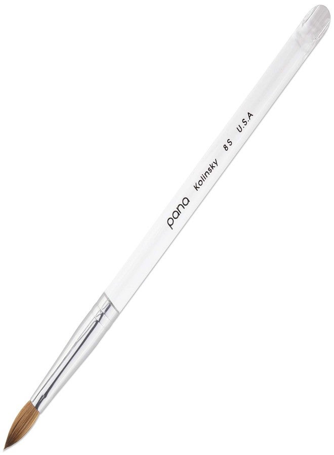 PANA Pure Kolinsky Hair Acrylic Nail Brush - Oval Crimped Clear Acrylic Handle (Size 8) - Image 1