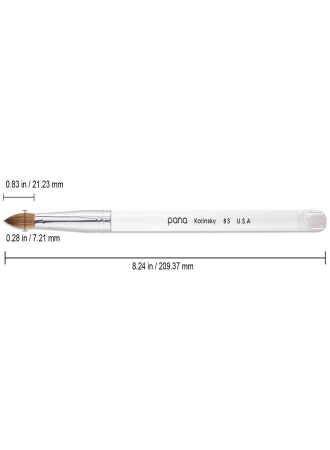 PANA Pure Kolinsky Hair Acrylic Nail Brush - Oval Crimped Clear Acrylic Handle (Size 8) - Image 2