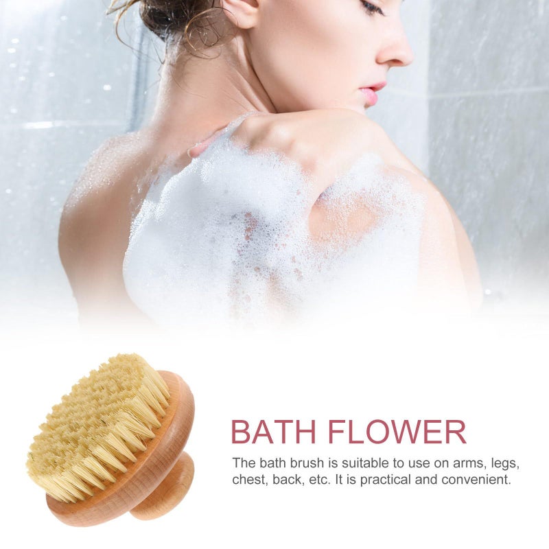 Artibetter Wooden Handle Round Bath Brush For Exfoliating And Back Cleaning - Image 4