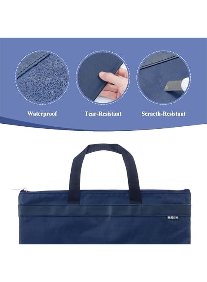 Pelican Blue Waterproof Large Zipper Pouch for Office and Travel, 12x15 in Size with Handle. Ideal for Carrying Paper Files, Books, and Documents. - Image 2