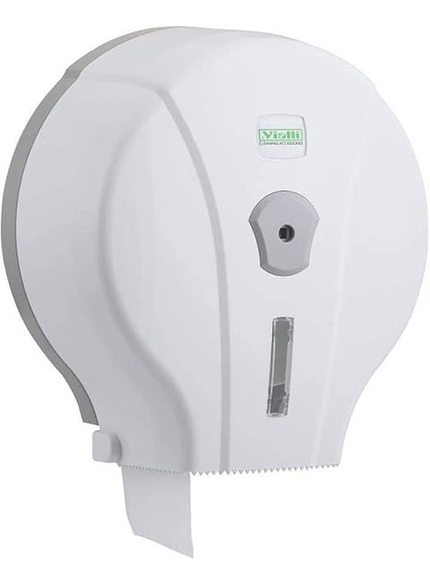 Wall-Mounted Jumbo Roll Toilet Paper Dispenser with Lock - White Plastic