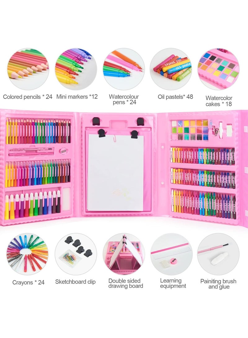 208 PCS Art Supplies Drawing Art Kit for Kids Set with Oil Pastels Crayons,Colored Pencils Paint Brush Watercolor,Great Gift for Kids Teens Boys Girls - Image 3