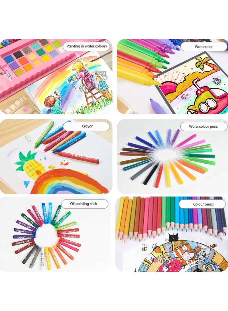 208 PCS Art Supplies Drawing Art Kit for Kids Set with Oil Pastels Crayons,Colored Pencils Paint Brush Watercolor,Great Gift for Kids Teens Boys Girls - Image 5