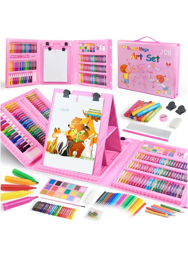 208 PCS Art Supplies Drawing Art Kit for Kids Set with Oil Pastels Crayons,Colored Pencils Paint Brush Watercolor,Great Gift for Kids Teens Boys Girls - Image 1