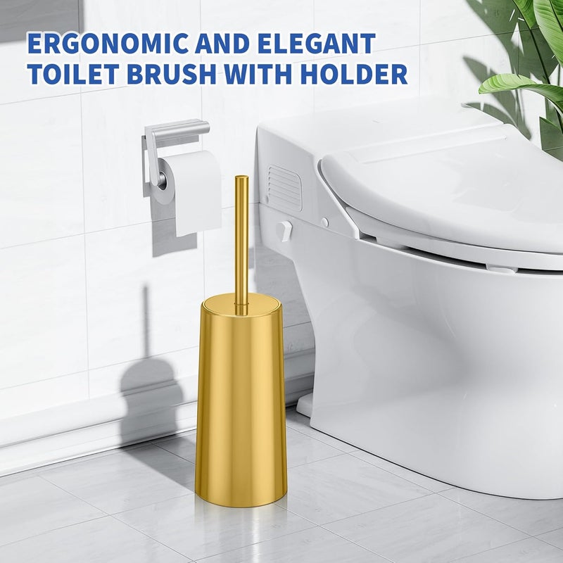 Wsedor Toilet Brush and Holder, Toilet Brush Stainless Steel, Toilet Bowl Brush for Bathroom Toilet-Ergonomic, Elegant,Durable (Gold) - Image 5
