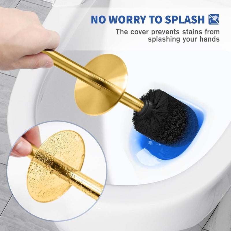 Wsedor Toilet Brush and Holder, Toilet Brush Stainless Steel, Toilet Bowl Brush for Bathroom Toilet-Ergonomic, Elegant,Durable (Gold) - Image 3