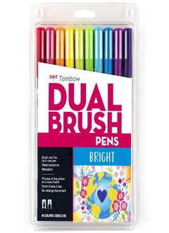 Tombow Tombow 56185 Dual Brush Pen Art Markers, Bright, 10-Pack. Blendable, Brush and Fine Tip Markers  - Image 1