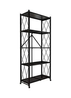 Multi-Shelf Collapsible Organizer Rack On 4'' Wheel Casters Foldable Storage Shelves(5 Shelfs)