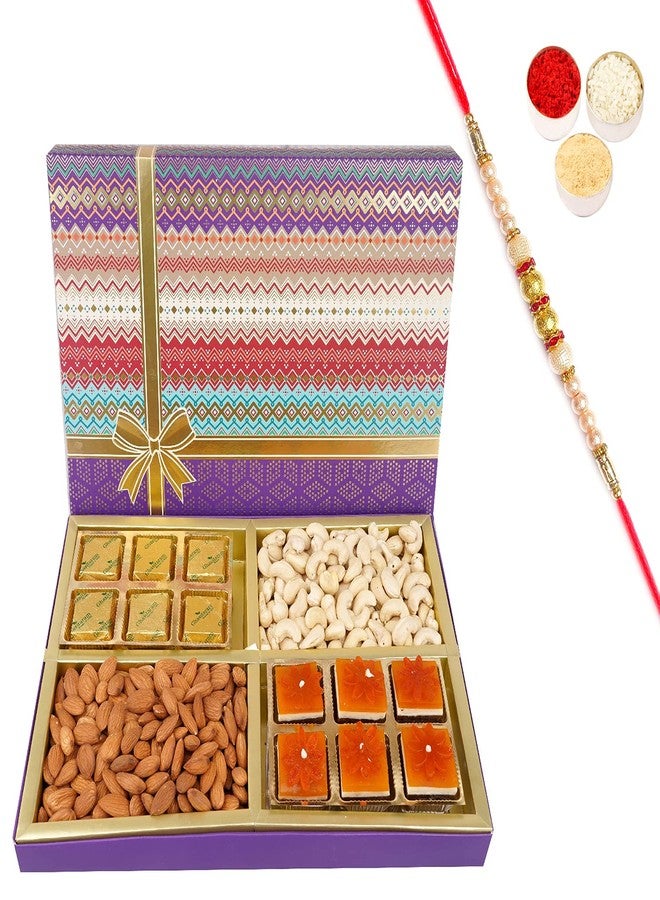 Jaiccha Ghasitaram Rakhi Gifts for Brothers Fruit n Nut Dryfruit Box with Mango and MEWA Bites 700 GMS with Pearl Rakhi - Image 1