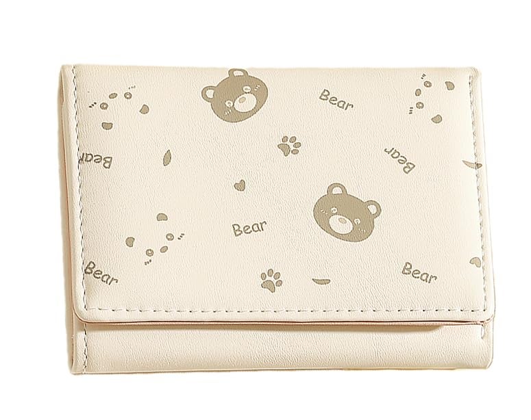INOVERA (LABEL) Wallets for Women, Girls - Faux Leather Stylish Card, Coin Holder Mini Cute Bear Pattern Purse - Small Hand Wallet (White) - Image 5
