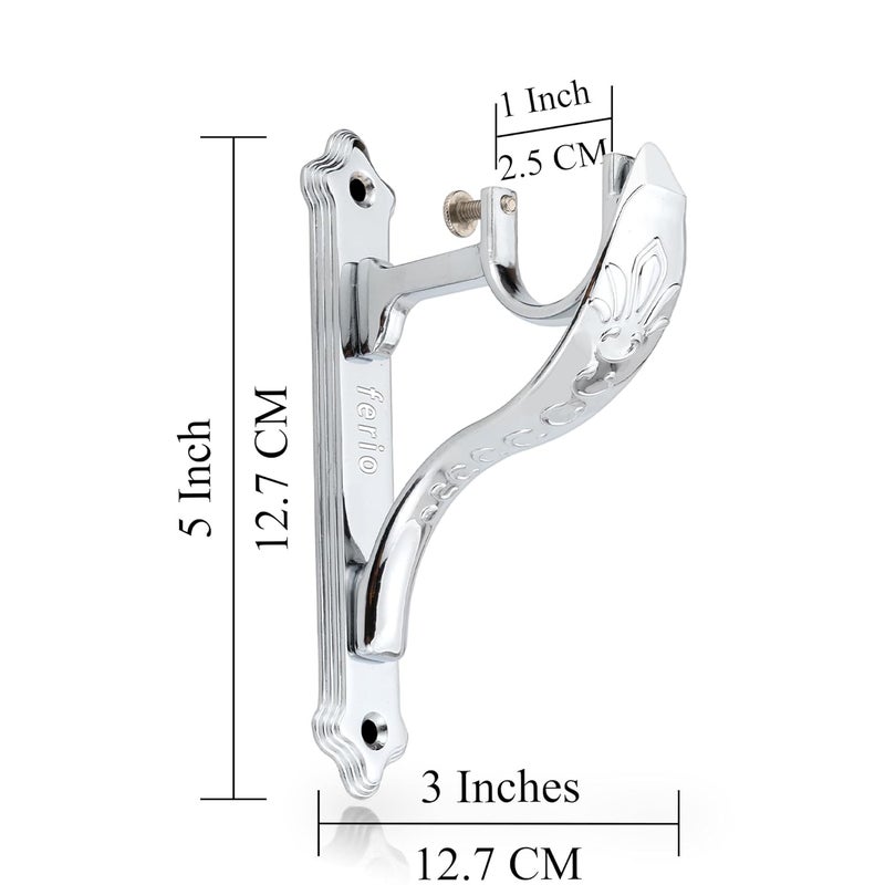 Ferio Curtain Rod Holder for Window Accessories Heavy Duty Curtain Holder Chrome Finish Jaguar Curtain Brackets for 1 Inch Curtain Pipe Pack of 10 Zinc - Image 2