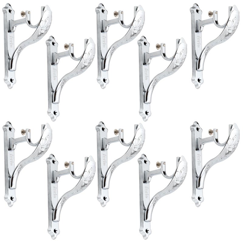 Ferio Curtain Rod Holder for Window Accessories Heavy Duty Curtain Holder Chrome Finish Jaguar Curtain Brackets for 1 Inch Curtain Pipe Pack of 10 Zinc - Image 1
