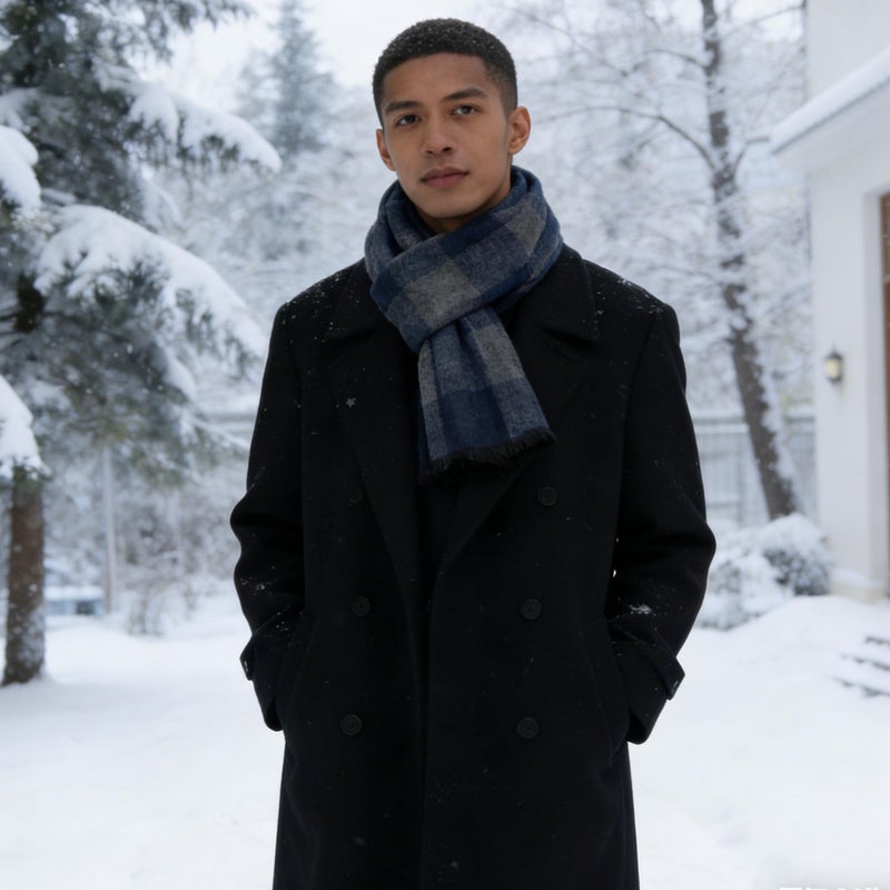 IZUS Mens Scarf Winter Plaid Scarf Cashmere Feel Warm-Shawl Long Tartan Scarves for Men Cold Weather - Image 2