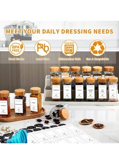 Yoawllty Spices Organizer 24Pcs, Glass Spice Jar Set, 4oz Empty Square Spices Container with Bamboo Lids, Labels Stickers, Shaker Lids, Funnel, Paint Pens and Cleaning Brush  - Image 2