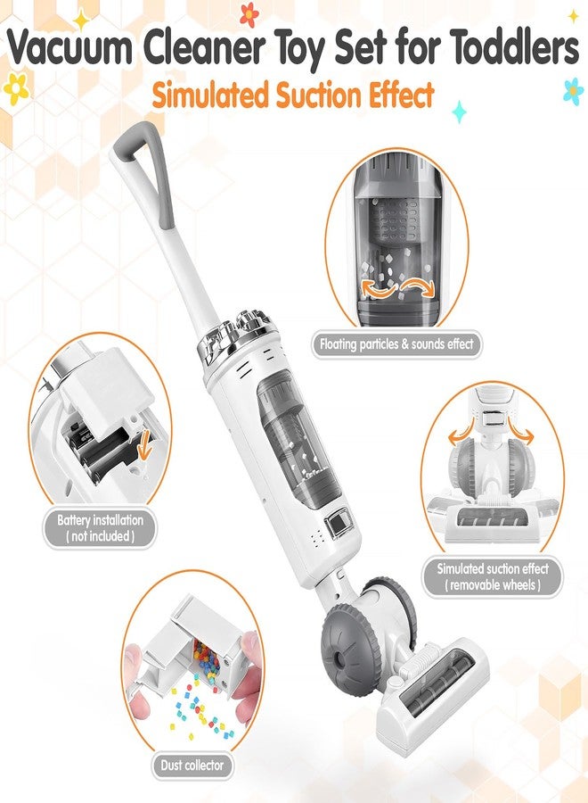 PLAY Kids Vacuum Cleaner Toy Set for Toddlers - 2PCS Toy Vacuum Sets for Toddlers 3+ Toddler Vacuum Toy That Works with Sound Effects, Baby Play Vacuum Pretend Role Play Household Housekeeping (White) - Image 4