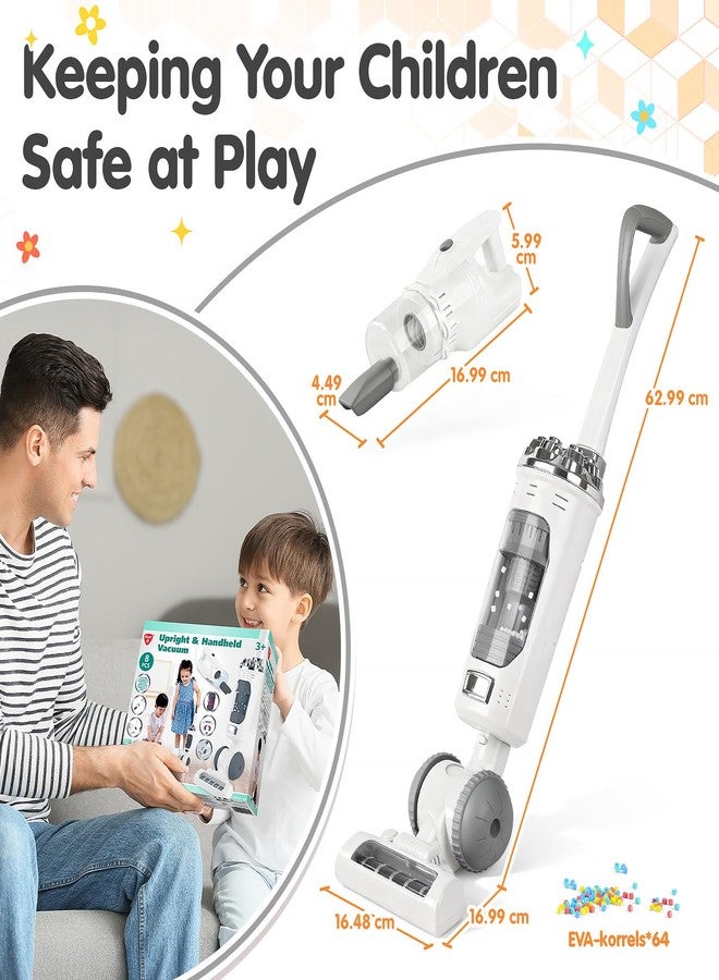 PLAY Kids Vacuum Cleaner Toy Set for Toddlers - 2PCS Toy Vacuum Sets for Toddlers 3+ Toddler Vacuum Toy That Works with Sound Effects, Baby Play Vacuum Pretend Role Play Household Housekeeping (White) - Image 5