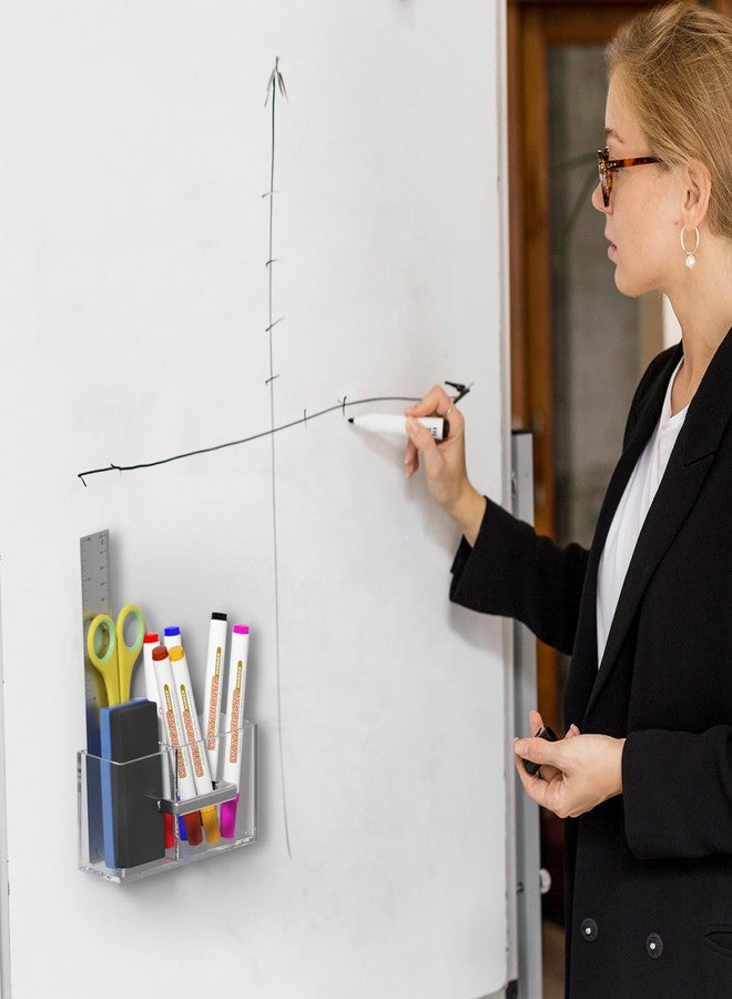 NIUBEE White Board Marker Holder with Handle, Magnetic Dry Erase Board Marker Holder for Classroom, Refrigerator, Fridge - Image 3