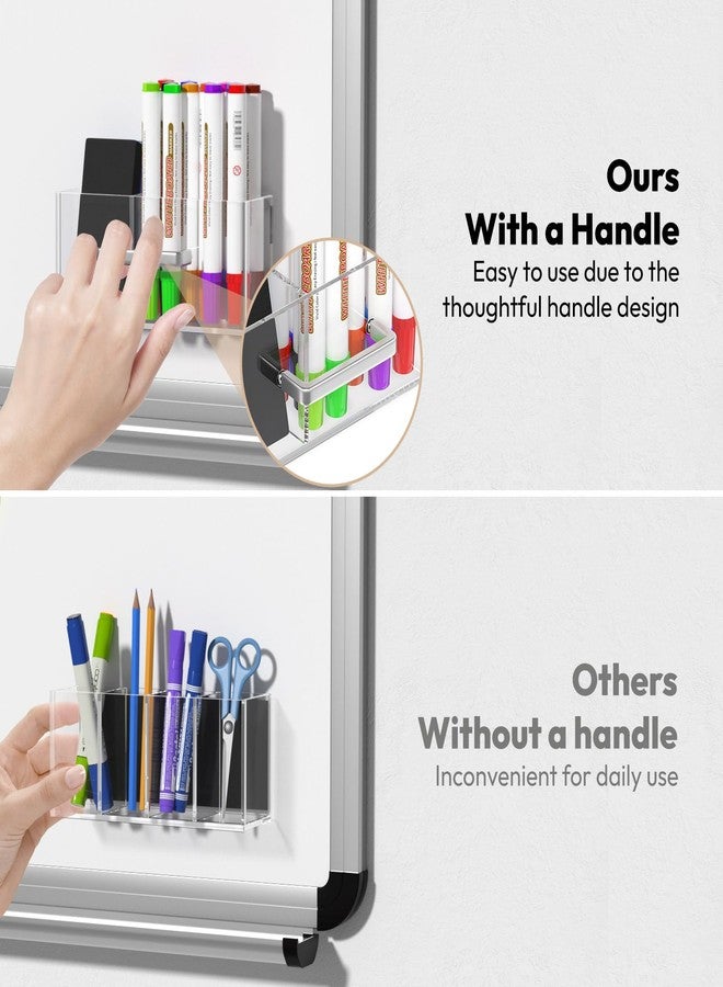 NIUBEE White Board Marker Holder with Handle, Magnetic Dry Erase Board Marker Holder for Classroom, Refrigerator, Fridge - Image 4