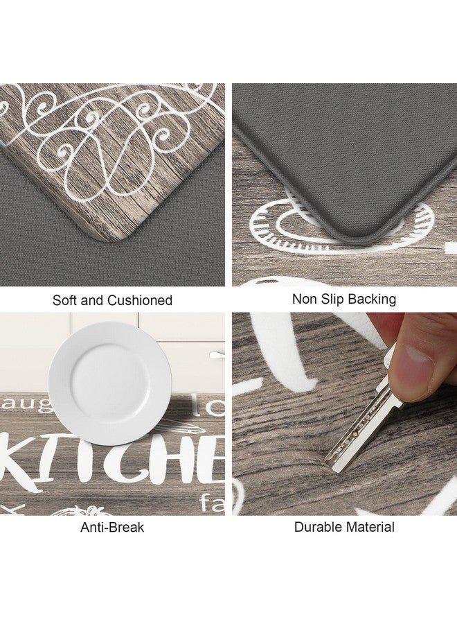 هيبي مجموعة سجاد مطبخ HEBE المضاد للتعب من قطعتين، سجاد مطبخ مبطن غير قابل للانزلاق للأرضيات، سجاد مطبخ مريح مقاوم للماء، سجاد مطبخ ريفي للطهاة، سجادة أرضية للحوض وغرفة الغسيل، لون بني - Image 3