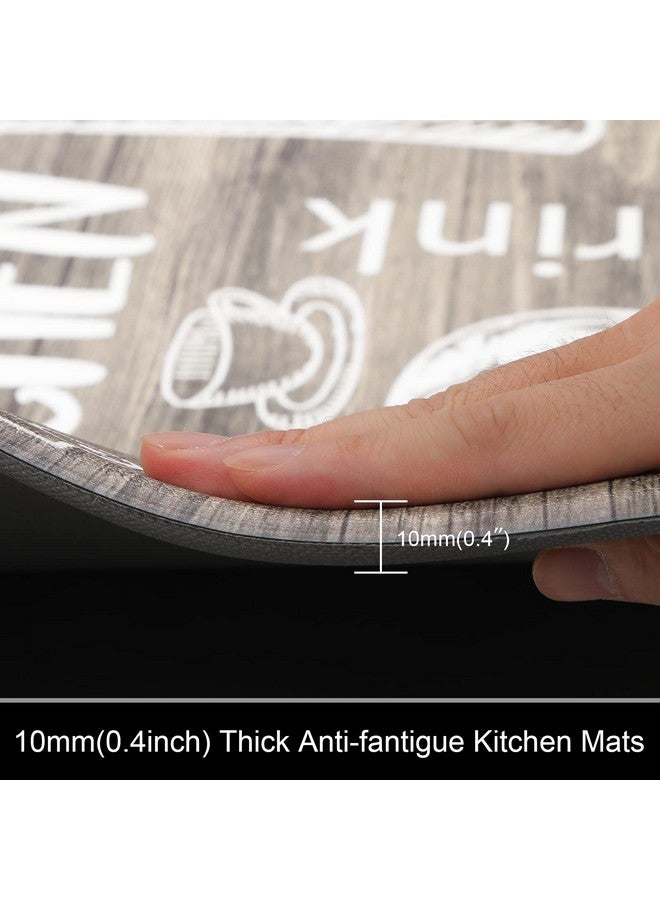 هيبي مجموعة سجاد مطبخ HEBE المضاد للتعب من قطعتين، سجاد مطبخ مبطن غير قابل للانزلاق للأرضيات، سجاد مطبخ مريح مقاوم للماء، سجاد مطبخ ريفي للطهاة، سجادة أرضية للحوض وغرفة الغسيل، لون بني - Image 4