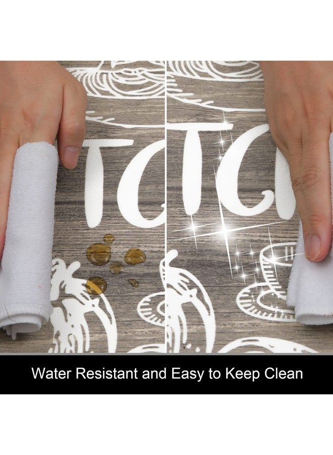 هيبي مجموعة سجاد مطبخ HEBE المضاد للتعب من قطعتين، سجاد مطبخ مبطن غير قابل للانزلاق للأرضيات، سجاد مطبخ مريح مقاوم للماء، سجاد مطبخ ريفي للطهاة، سجادة أرضية للحوض وغرفة الغسيل، لون بني - Image 5