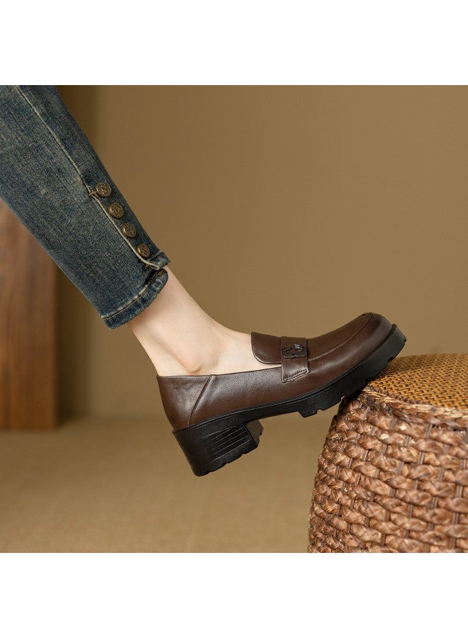 YEARCON أفضل أحذية لوفر المنصة 2025 ربيع/خريف طراز بريطاني مع مشبك حرفي من الجلد للنساء - Image 4