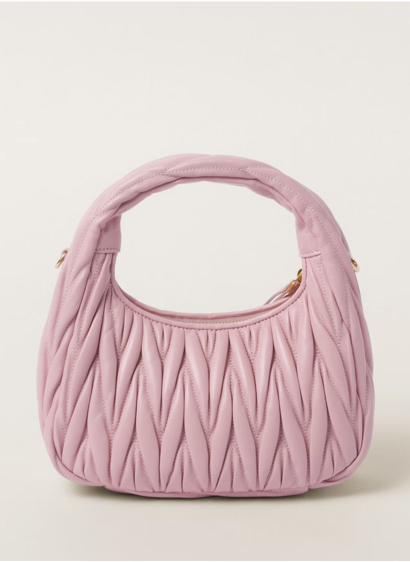 Miu Miu MIU Wander Matelassé Nappa Leather Hobo Bag, Women's Tote Bag, Womens Cross-Body Bag, Women's Hand Bag, Women's Shoulder Bag, Women's Travel Bag, Alabaster Pink  - Image 4
