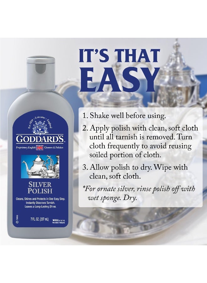 GODDARD'S Goddards Silver Polish Liquid  Silver Cleaner and Polish for Jewelry Silverware Ornaments Accessories Antiques  More  AllinOne Tarnish Remover Solution 7 oz - Image 4