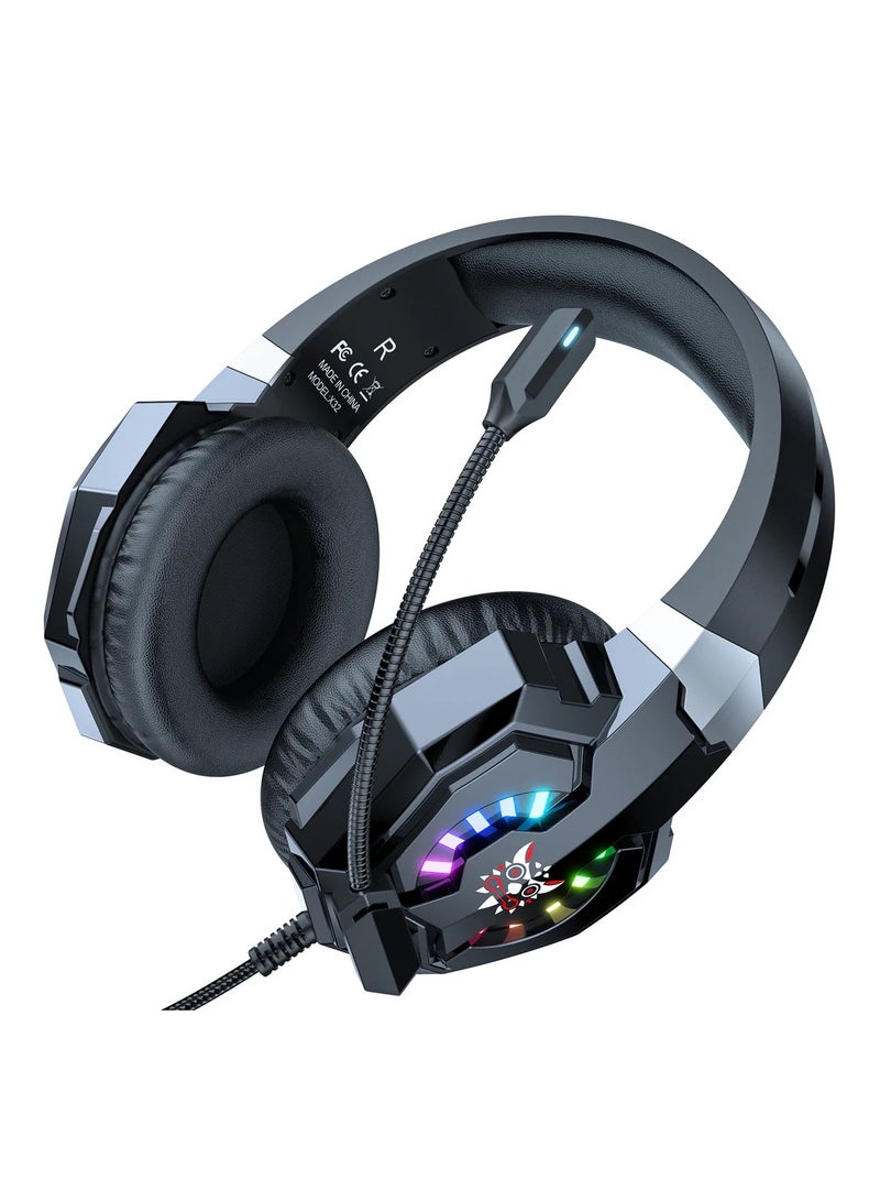 أونيكوما سماعة رأس سلكية للألعاب ONIKUMA X32 مع ميكروفون مرن وإضاءة LED وتأثير إضاءة RGB ديناميكي - Image 2