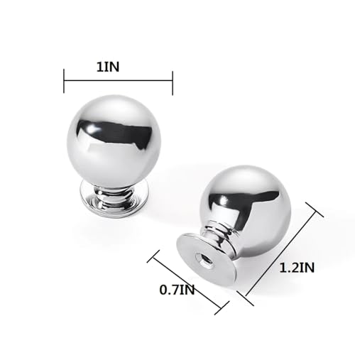 CABDM 10 Pack 1 Inch Vintage Ball Polished Chrome Cabinet Knobs Kitchen Cabinet Hardware Drawer Knobs Pulls for Drawers. - Image 2