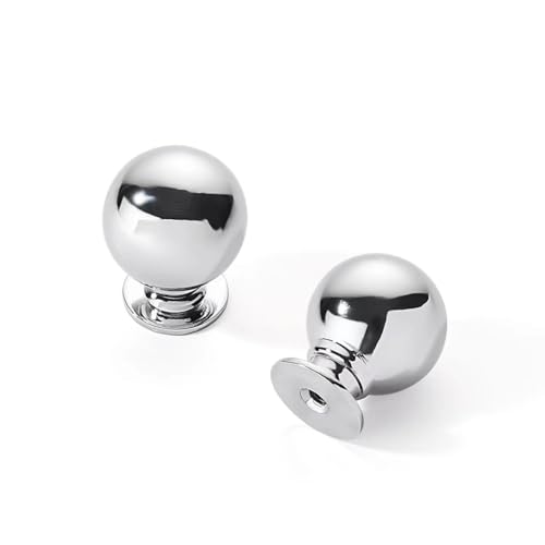 CABDM 10 Pack 1 Inch Vintage Ball Polished Chrome Cabinet Knobs Kitchen Cabinet Hardware Drawer Knobs Pulls for Drawers. - Image 1