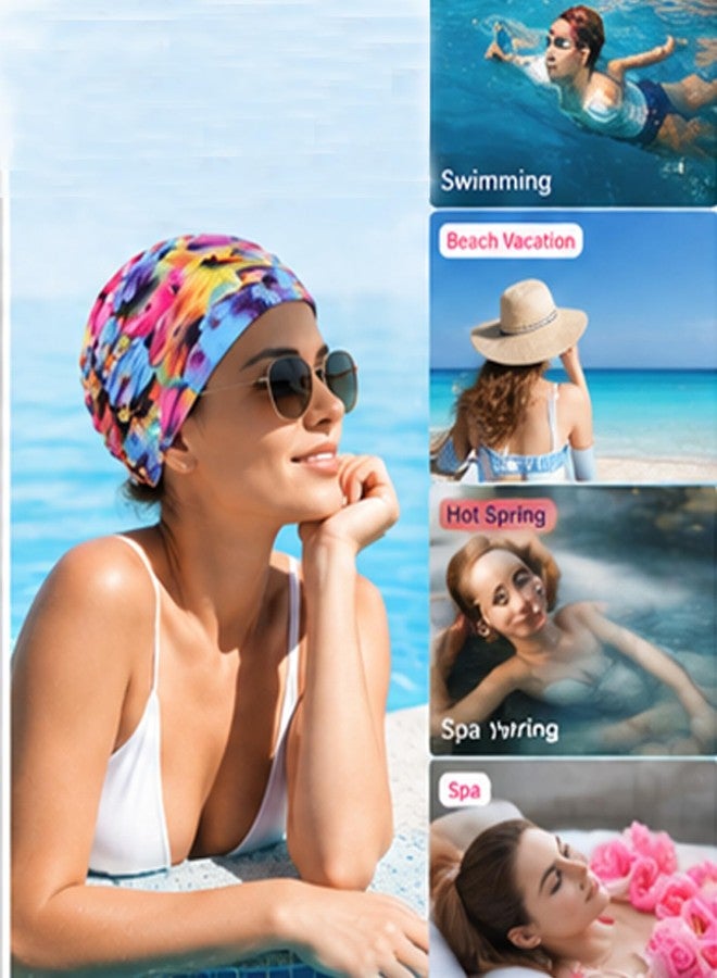 GZRC-YDDK Swimming Caps for Women, Water-Resistant Swim Cap with Floral Design, Comfortable Headwear for Swimming Activities, Pink Color with Flower Pattern - Image 5
