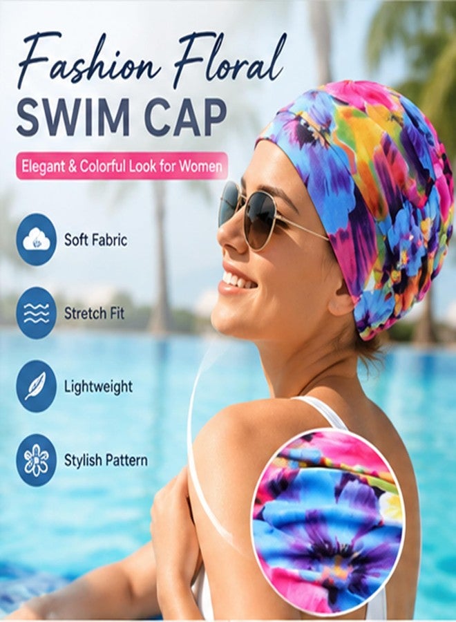 GZRC-YDDK Swimming Caps for Women, Water-Resistant Swim Cap with Floral Design, Comfortable Headwear for Swimming Activities, Pink Color with Flower Pattern - Image 2