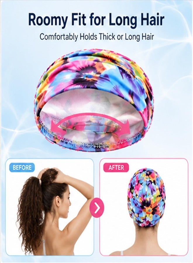 GZRC-YDDK Swimming Caps for Women, Water-Resistant Swim Cap with Floral Design, Comfortable Headwear for Swimming Activities, Pink Color with Flower Pattern - Image 3