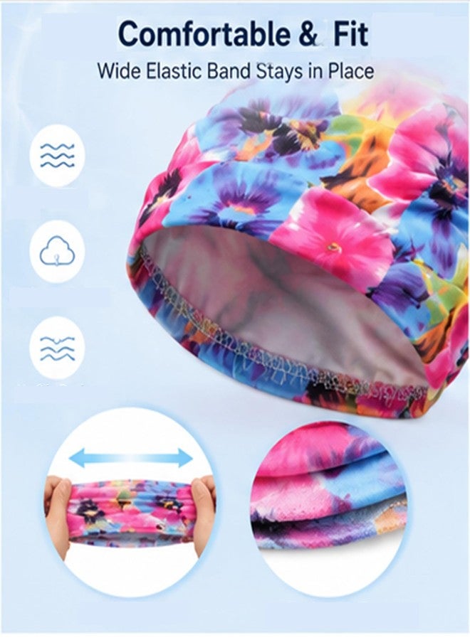 GZRC-YDDK Swimming Caps for Women, Water-Resistant Swim Cap with Floral Design, Comfortable Headwear for Swimming Activities, Pink Color with Flower Pattern - Image 4