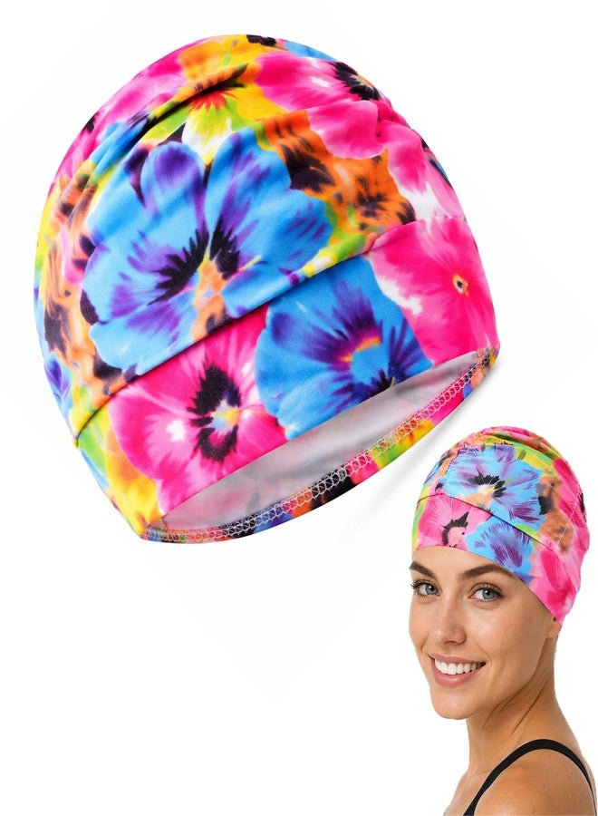 GZRC-YDDK Swimming Caps for Women, Water-Resistant Swim Cap with Floral Design, Comfortable Headwear for Swimming Activities, Pink Color with Flower Pattern - Image 1