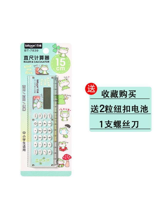 Ruler Calculator Cartoon Student Supplies Learning Stationery Ruler Mini Mini Electronic Gift Calculator