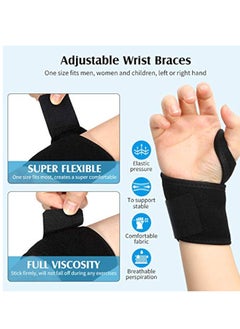 KASTWAVE 2 Pcs Adjustable Wrist Braces, Wrist Support, Braces Breathable Wrist Support Strap for Sports Protecting, Relieves Wrist Pain, Sprains, Tendonitis and Joint Pain, Left or Right Hand (Black)  - Image 3