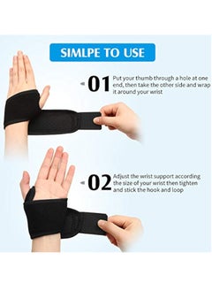KASTWAVE 2 Pcs Adjustable Wrist Braces, Wrist Support, Braces Breathable Wrist Support Strap for Sports Protecting, Relieves Wrist Pain, Sprains, Tendonitis and Joint Pain, Left or Right Hand (Black)  - Image 4