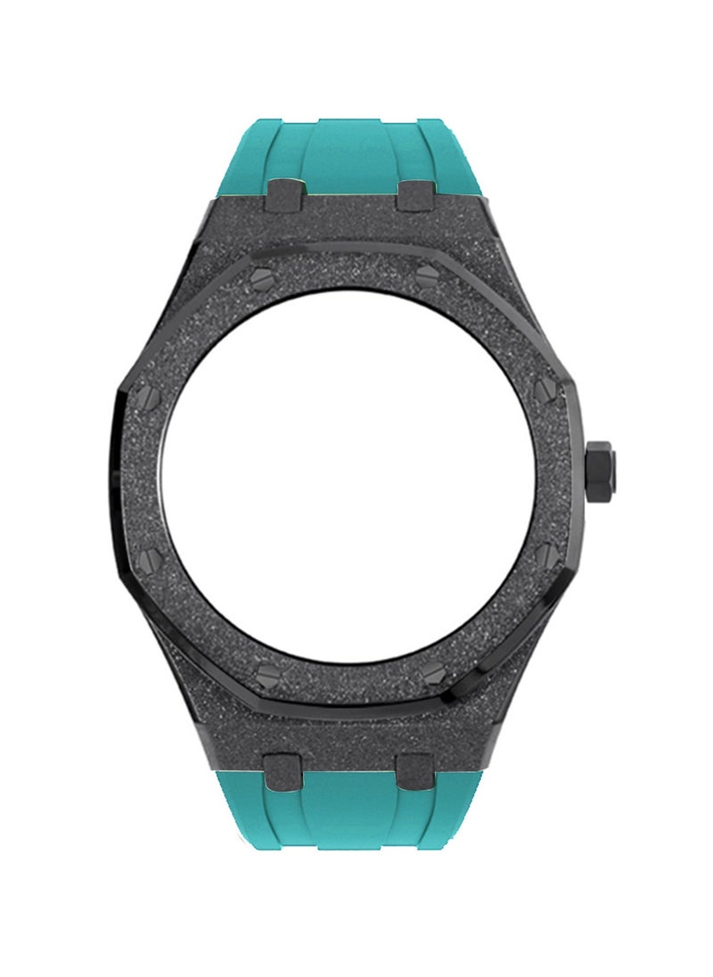 AROAQ GA2100 Metal Watch Band Case Replacement Kit, Stainless Steel Strap Bezel Accessories, Frosted Surface Stainless Steel Bracelet Case Mod For Shock, (Frost Gold Black Shell Tiffany Blue Tape)  - Image 1