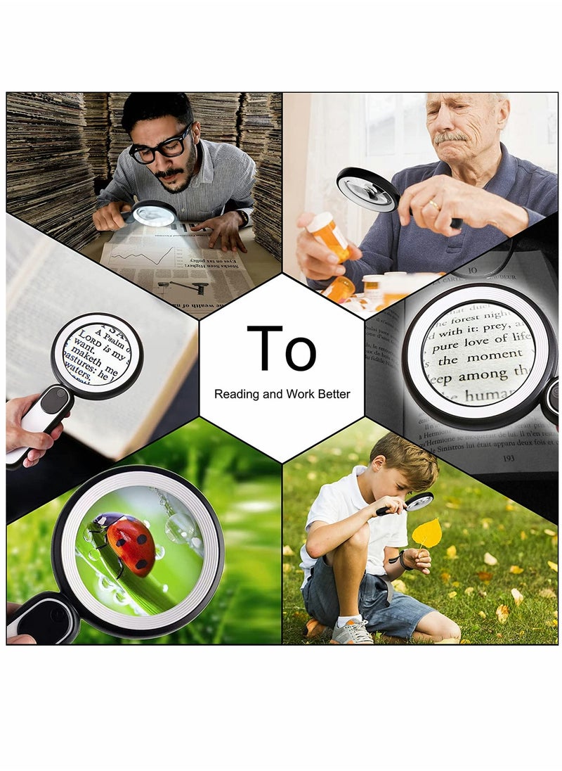 Generic - Magnifying Glass, 10X Lighted Magnifying Glass, Handheld Illuminated Magnifier Reading Magnifying Glass, for Seniors, Exploring 21 LED Light (Black) - Image 1
