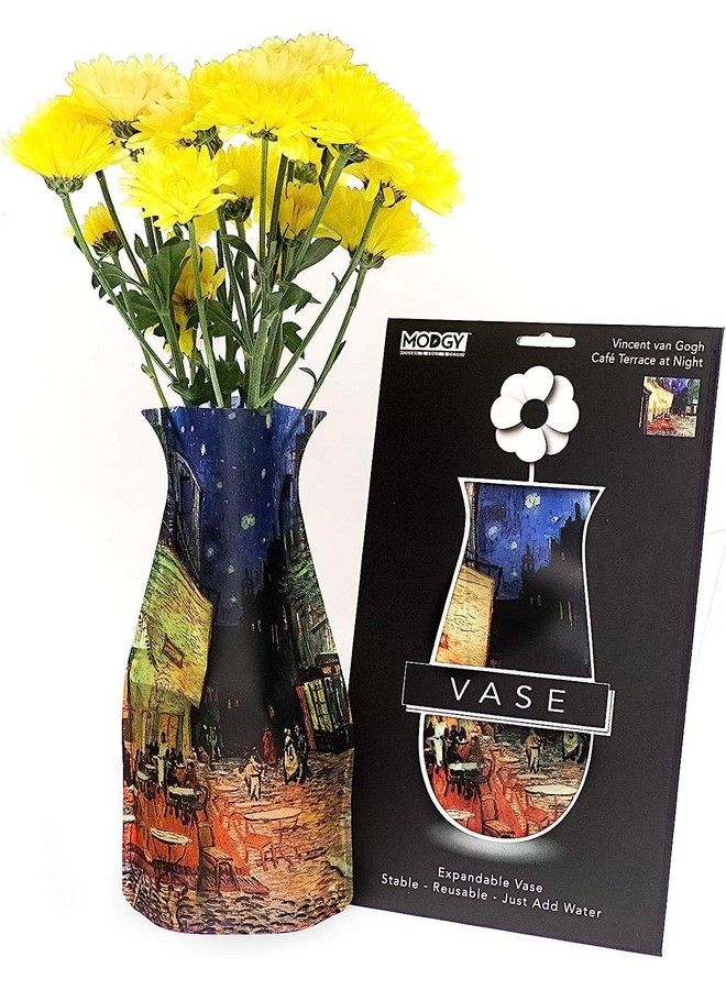 MODGY Expandable Flower Vase Plastic Decorative Modern Vases For Flowers Centerpieces Dining Table Decor Living Room Bathroom Wedding Office Van Gogh Café Terrace At Night - Image 5
