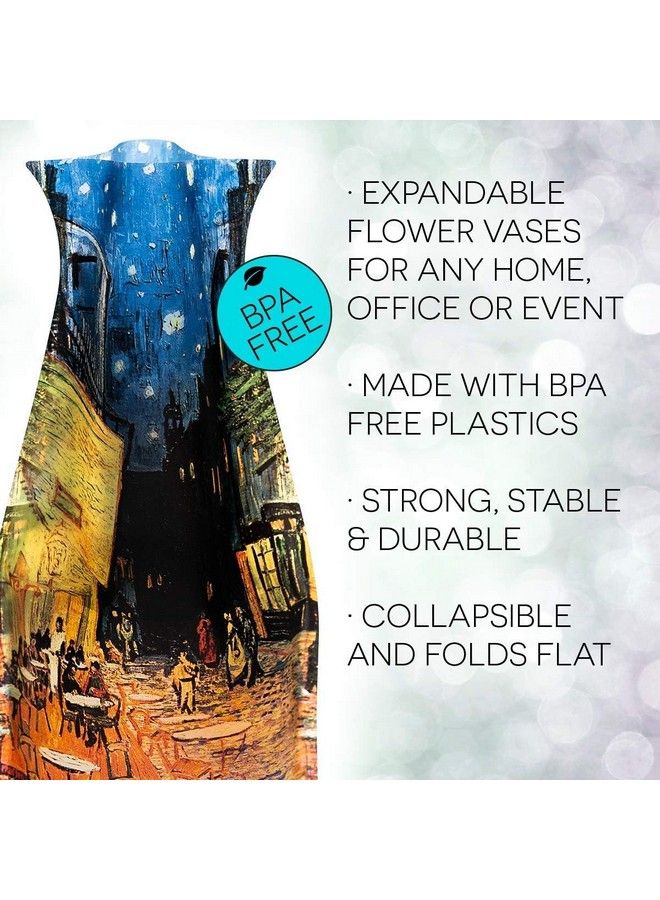 MODGY Expandable Flower Vase Plastic Decorative Modern Vases For Flowers Centerpieces Dining Table Decor Living Room Bathroom Wedding Office Van Gogh Café Terrace At Night - Image 3