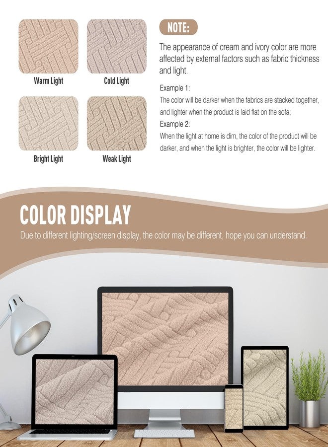 KinCam Recliner Covers, Stretch Reclining Chair Covers, Recliner Sofa Slipcovers Stripe Jacquard Recliner Couch Covers Furniture Protector Covers (1 Seater, Vanilla) - Image 3