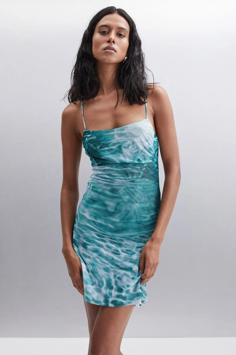 جريميلانج PAULETTE Women's 100% Polyester Slim Patterned Dress