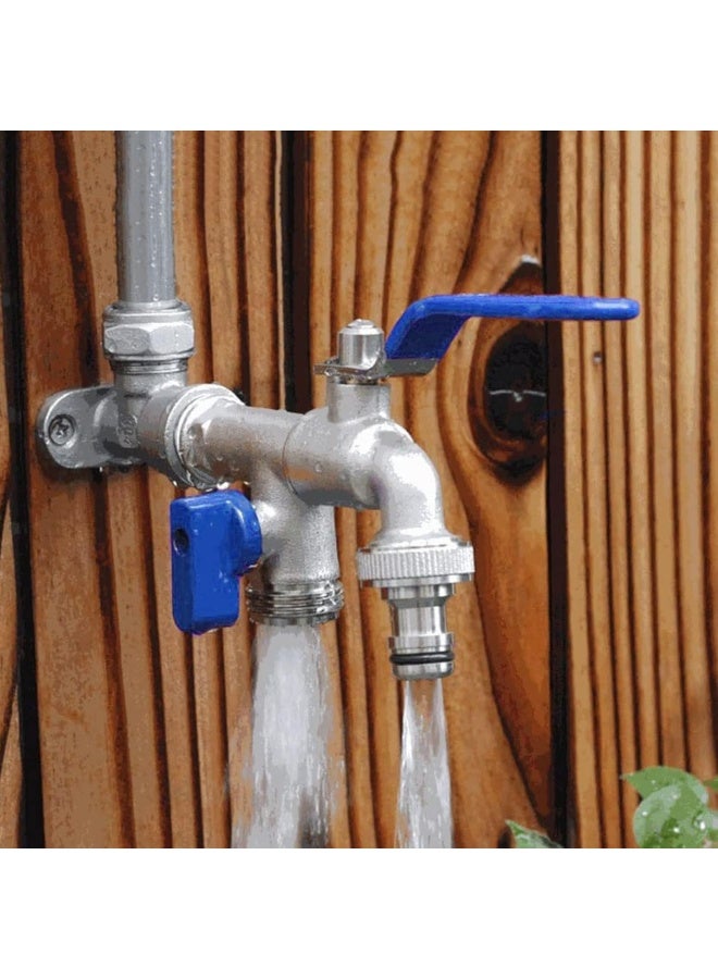 Biella 1/2" Double Valve Outlet Bsp Thread Anti-Rust Brass Water Tank Hose Tape Connector Garden Faucet For Home Washing Machine - Image 4