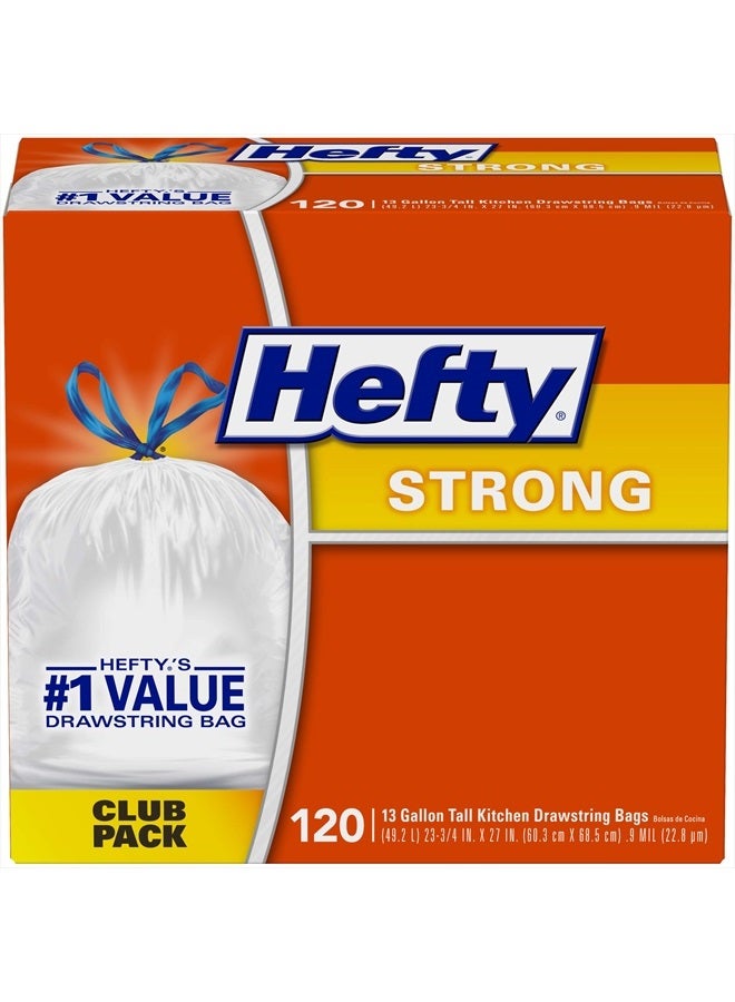 Hefty أكياس قمامة مطبخ قوية وطويلة، بدون رائحة، 13 جالون، 120 قطعة - Image 1