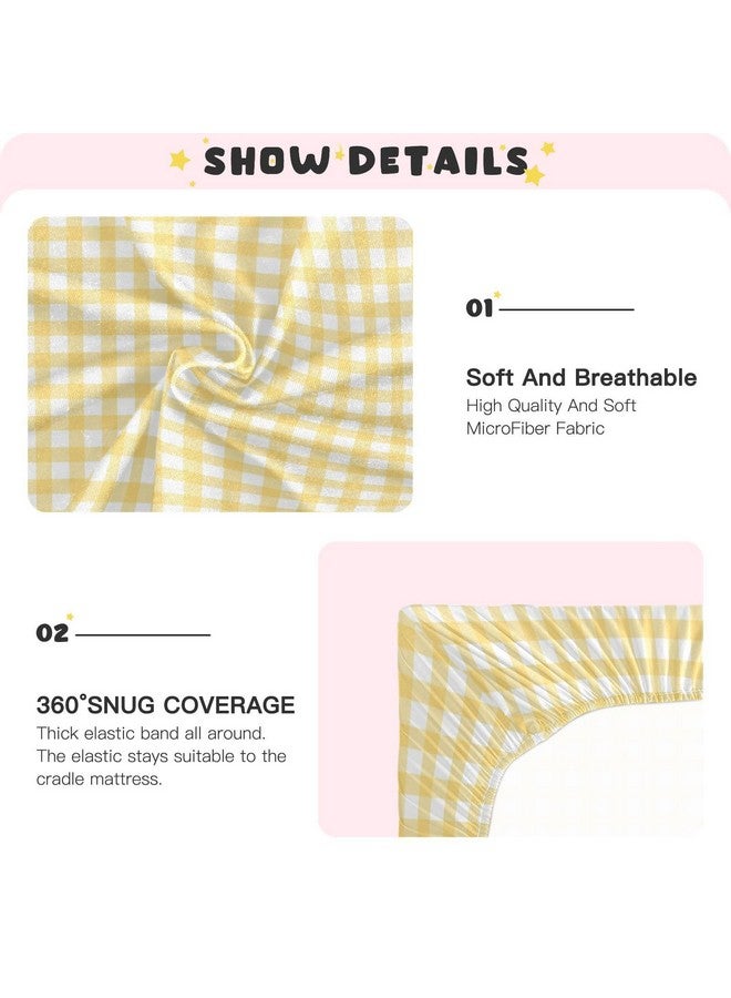 WELLDAY Yellow Gingham Crib Sheets for Boys and Girls, Fitted Baby Crib Sheets Soft and Breathable Mini Crib Sheets 52 X 28 Inches - Image 4