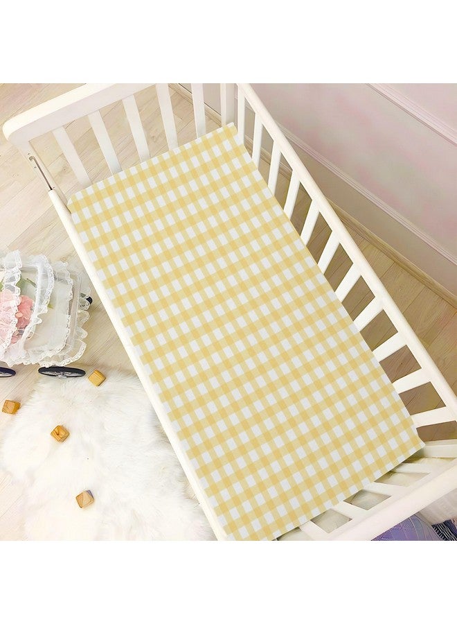 WELLDAY Yellow Gingham Crib Sheets for Boys and Girls, Fitted Baby Crib Sheets Soft and Breathable Mini Crib Sheets 52 X 28 Inches - Image 5