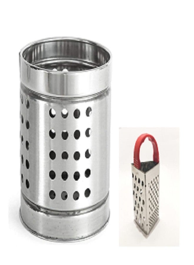 JASCO Combo of Stainless Steel Spoon Holder, Cutlery holder with a small cheese,ginger grater(Design may vary) Pack of 2 - Image 1